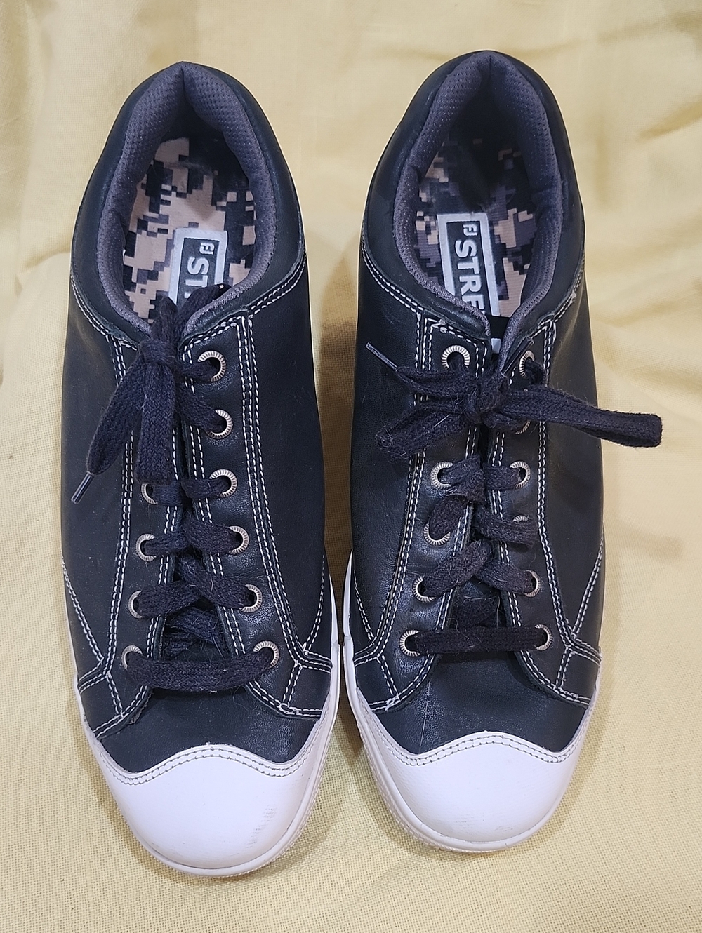 Men's Black Athletic Golf Shoes with White Toe Cap by Foot Joy